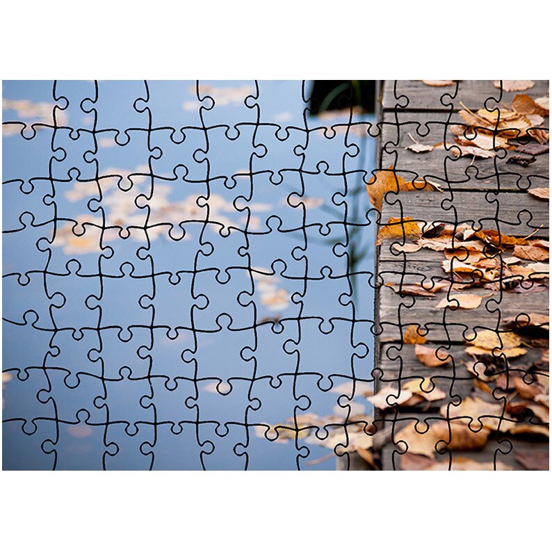 Puzzle Heartwork 96 piese, Frunze maronii pe ponton, toamna, Latime 40,5 cm x Inaltime 28,7 cm