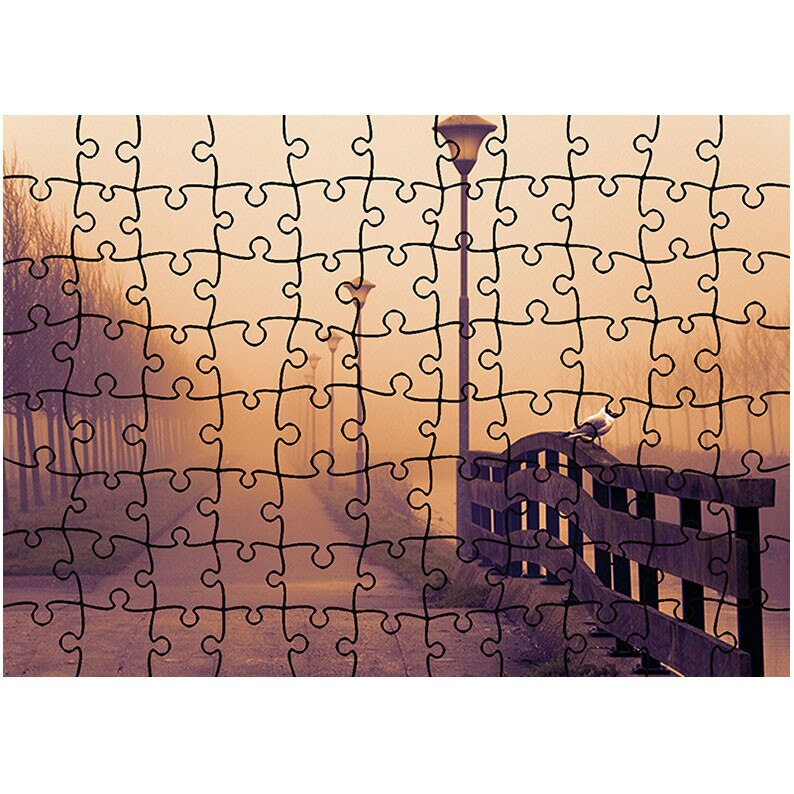 Puzzle Heartwork 96 piese, Pescarus pe pod, toamna, Latime 40,5 cm x Inaltime 28,7 cm