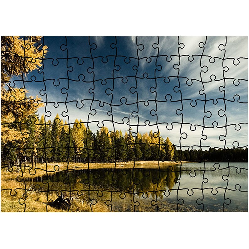 Puzzle Heartwork 96 piese, Moment de relaxare pe malul lacului, toamna, Latime 40,5 cm x Inaltime 28,7 cm