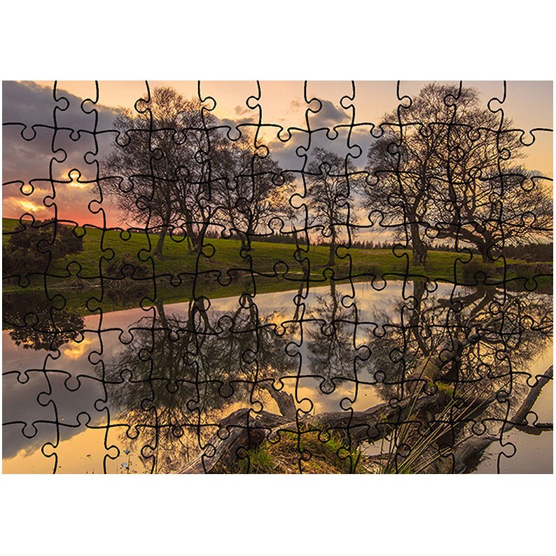 Puzzle Heartwork 96 piese, Copac prabusit in apa, toamna, Latime 40,5 cm x Inaltime 28,7 cm