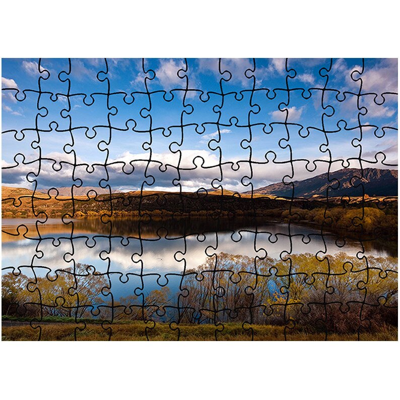Puzzle Heartwork 96 piese, Panorama peste lac, toamna, Latime 40,5 cm x Inaltime 28,7 cm