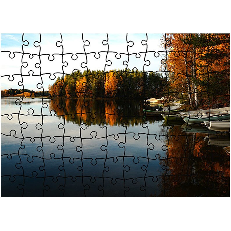 Puzzle Heartwork 96 piese, Barci la mal, toamna, Latime 40,5 cm x Inaltime 28,7 cm