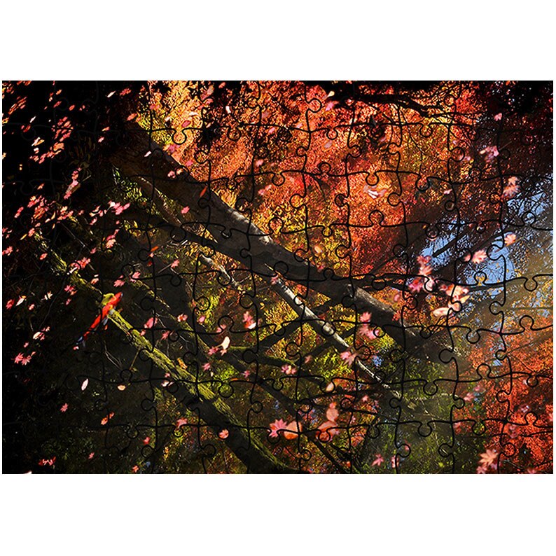 Puzzle Heartwork 96 piese, Reflexie rasturnata, toamna, Latime 40,5 cm x Inaltime 28,7 cm