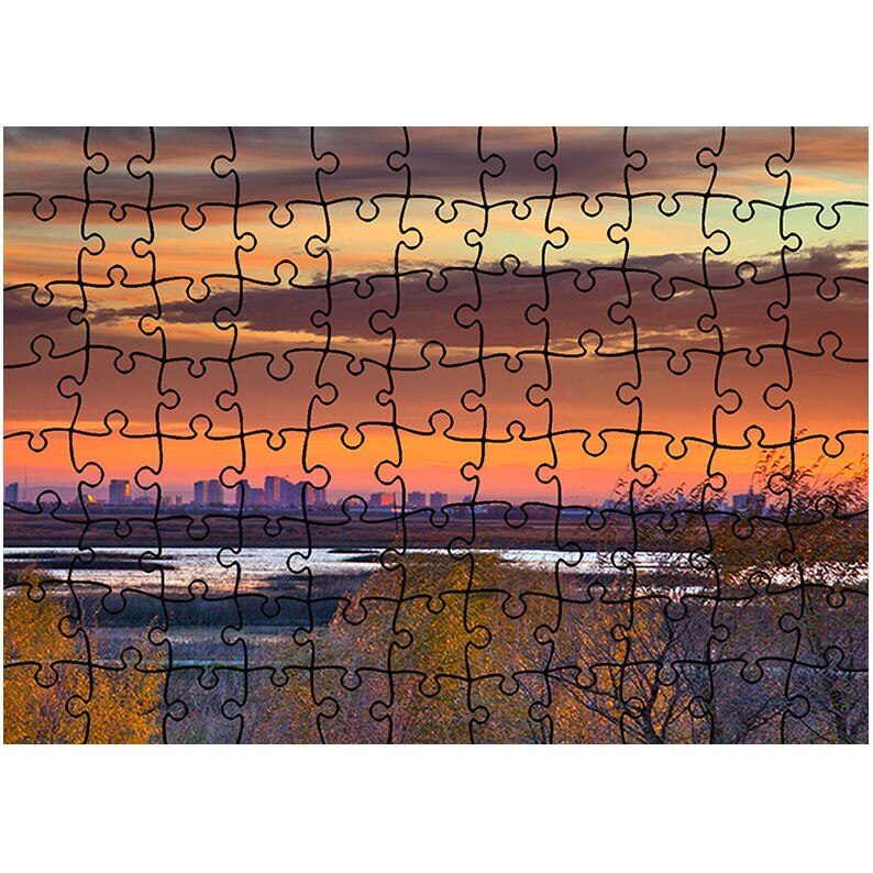 Puzzle Heartwork 96 piese, Apus superb peste oras, toamna, Latime 40,5 cm x Inaltime 28,7 cm