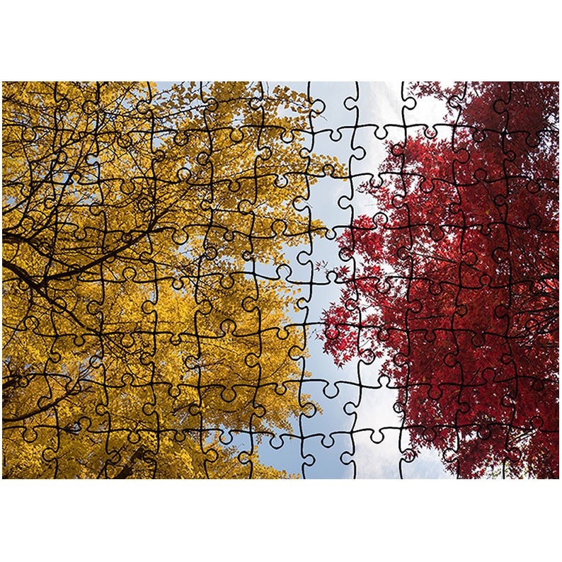 Puzzle Heartwork 96 piese, Auriu si rosu, toamna, Latime 40,5 cm x Inaltime 28,7 cm