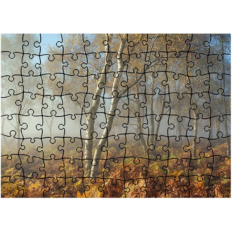 Puzzle Heartwork 96 piese, Ceata printre ferigi, toamna, Latime 40,5 cm x Inaltime 28,7 cm