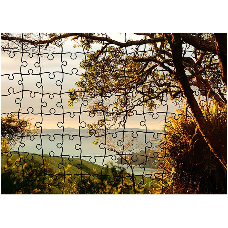 Puzzle Heartwork 96 piese, Vedere spre lac, toamna, Latime 40,5 cm x Inaltime 28,7 cm