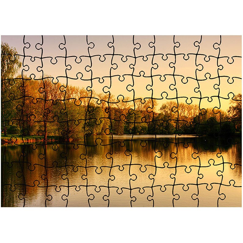 Puzzle Heartwork 96 piese, Lumini calde pe lac, toamna, Latime 40,5 cm x Inaltime 28,7 cm