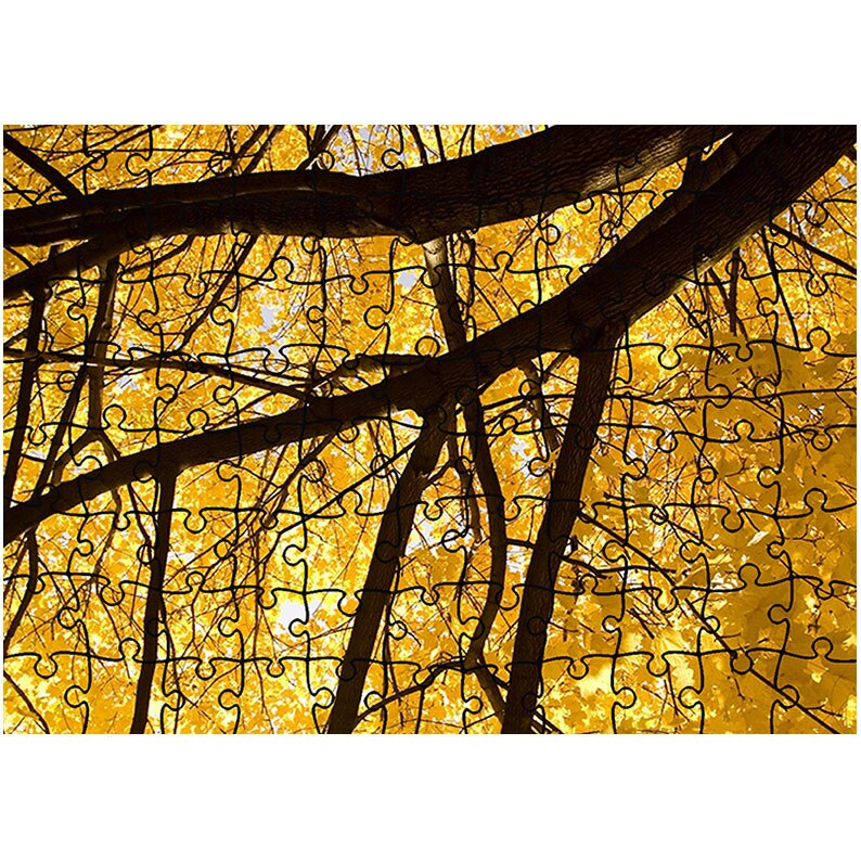 Puzzle Heartwork 96 piese, Sub copacul ingalbenit, toamna, Latime 40,5 cm x Inaltime 28,7 cm
