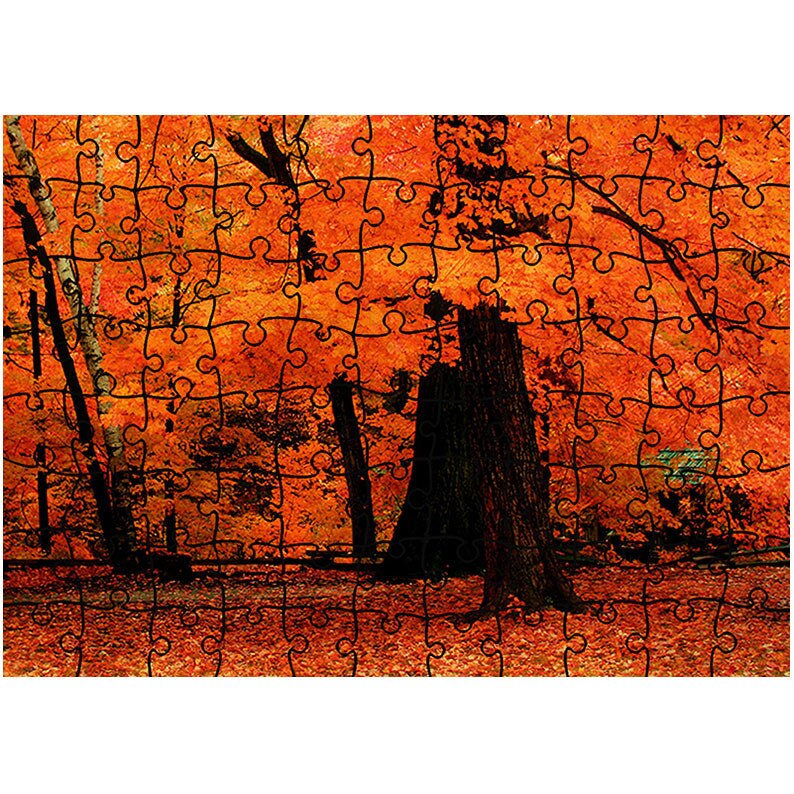 Puzzle Heartwork 96 piese, Rosu si negru, toamna, Latime 40,5 cm x Inaltime 28,7 cm
