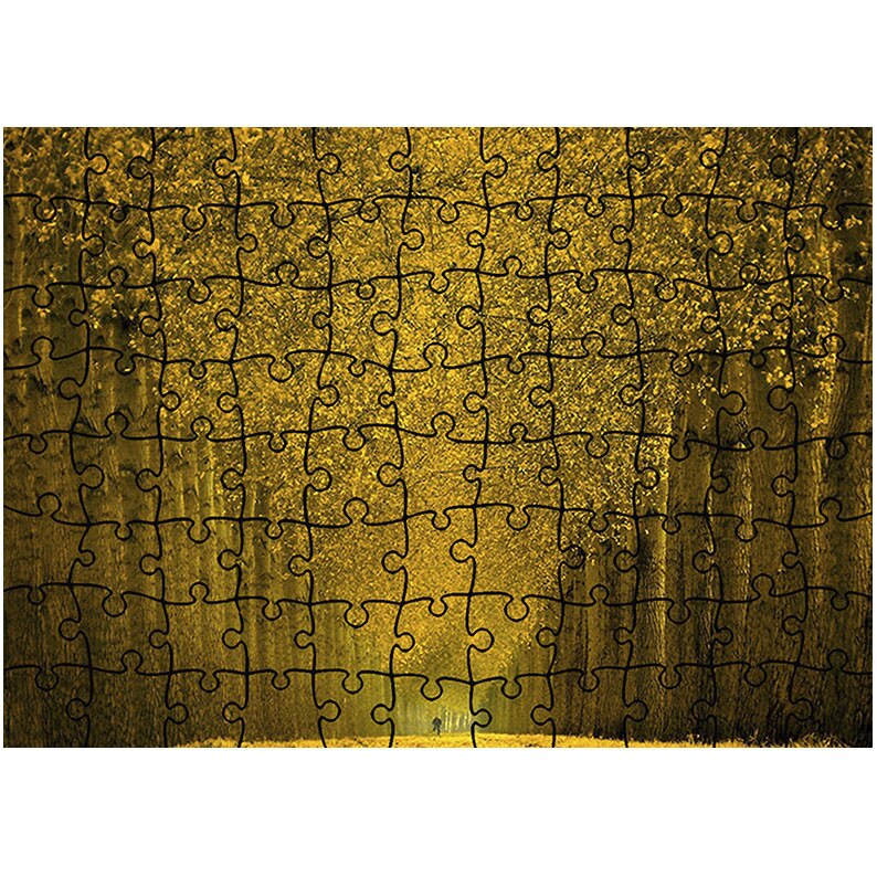 Puzzle Heartwork 96 piese, Pe sub coroanele ingalbenite, toamna, Latime 40,5 cm x Inaltime 28,7 cm