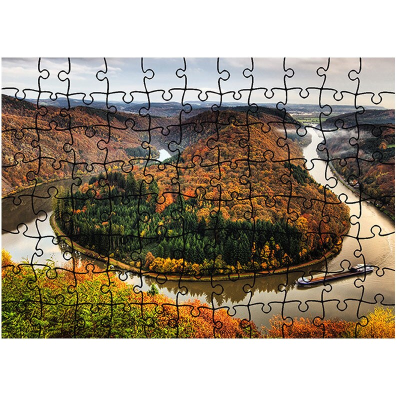 Puzzle Heartwork 96 piese, Cotitura raului, toamna, Latime 40,5 cm x Inaltime 28,7 cm