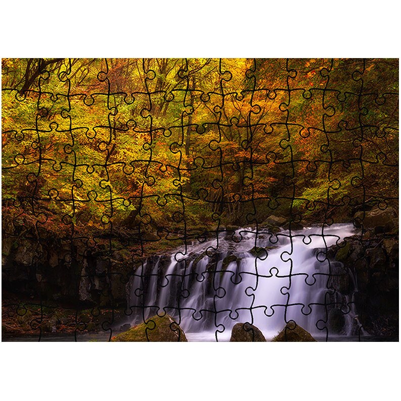 Puzzle Heartwork 96 piese, Cascada in timp de toamna, toamna, Latime 40,5 cm x Inaltime 28,7 cm