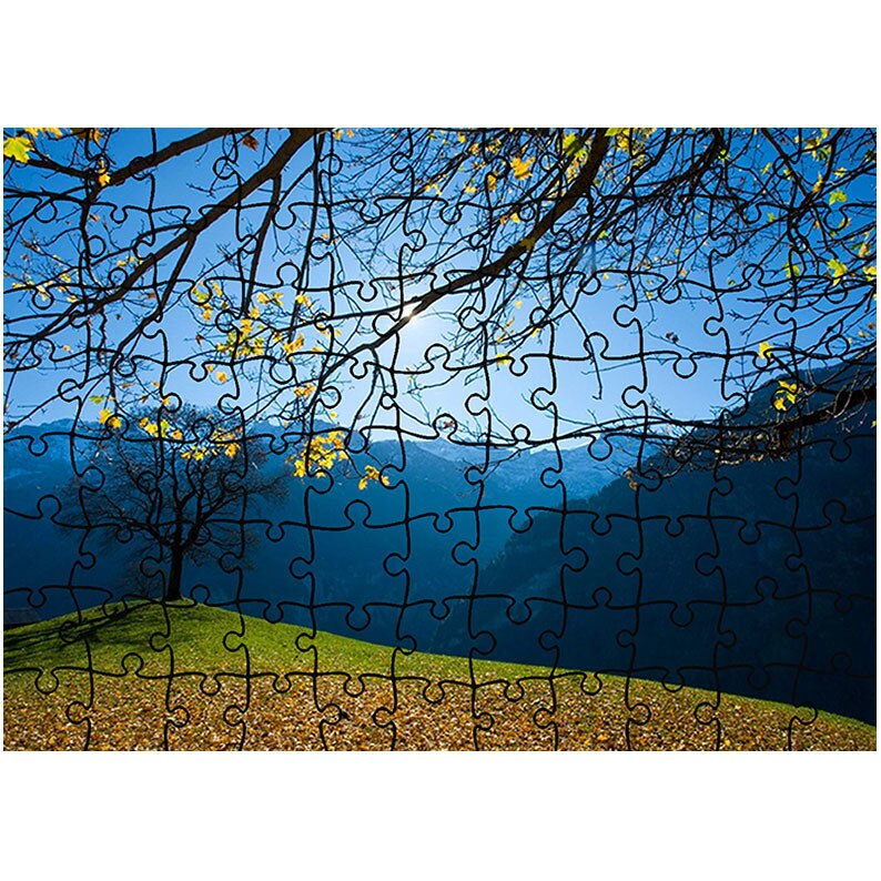 Puzzle Heartwork 96 piese, Sub copac pe deal, toamna, Latime 40,5 cm x Inaltime 28,7 cm