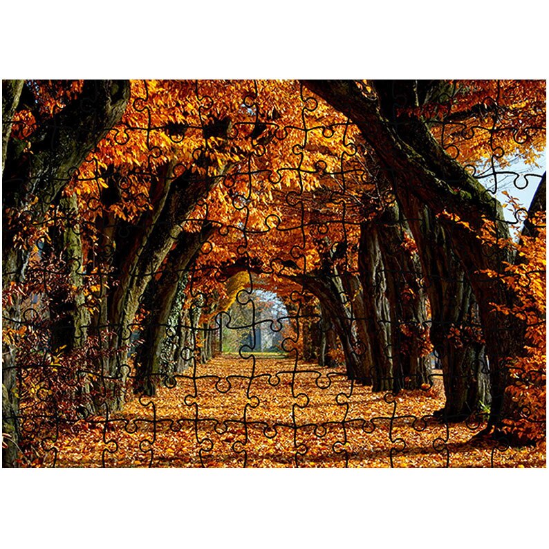 Puzzle Heartwork 96 piese, Aleea de frunze, toamna, Latime 40,5 cm x Inaltime 28,7 cm