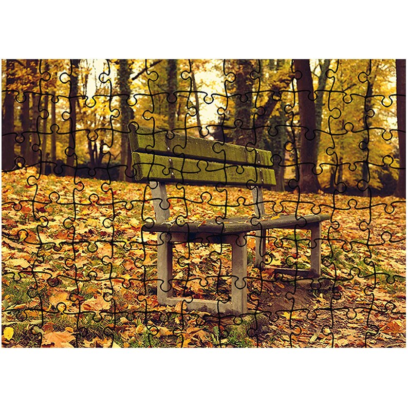 Puzzle Heartwork 96 piese, Banca veche in parc, toamna, Latime 40,5 cm x Inaltime 28,7 cm