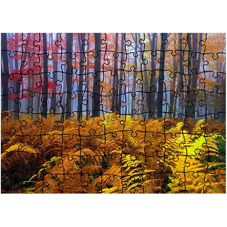 Puzzle Heartwork 96 piese, Padure de ferigi, toamna, Latime 40,5 cm x Inaltime 28,7 cm