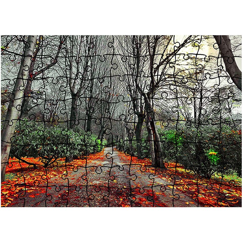 Puzzle Heartwork 96 piese, Drum dupa ploaie, toamna, Latime 40,5 cm x Inaltime 28,7 cm