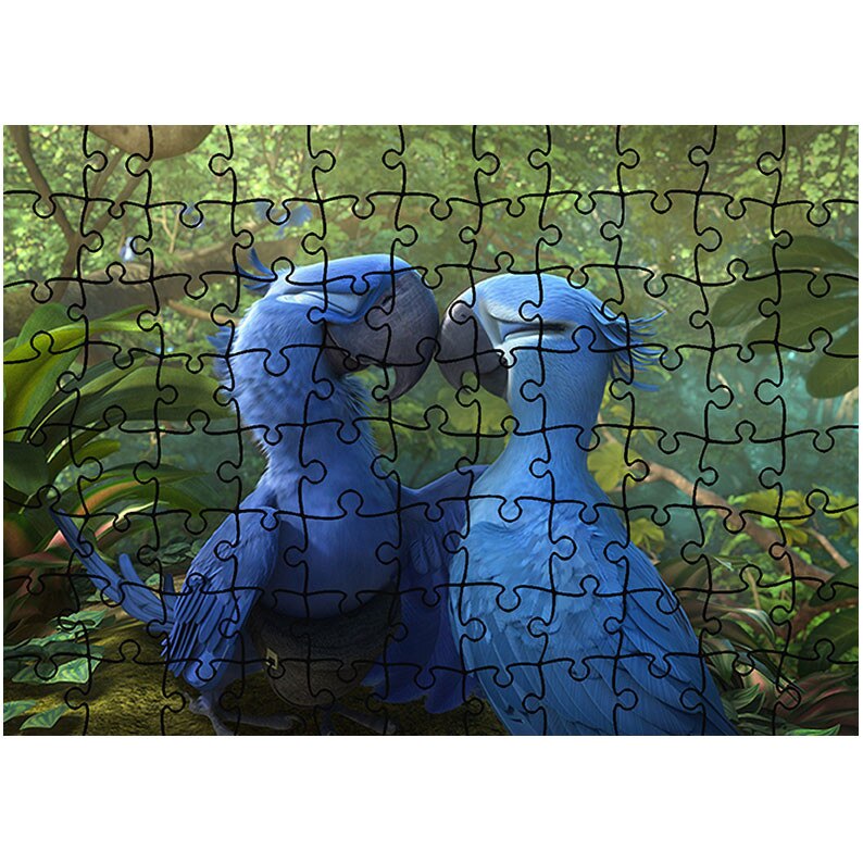 Puzzle Heartwork 96 piese, Rio 2 Blue si Jewel, animatii, Latime 40,5 cm x Inaltime 28,7 cm