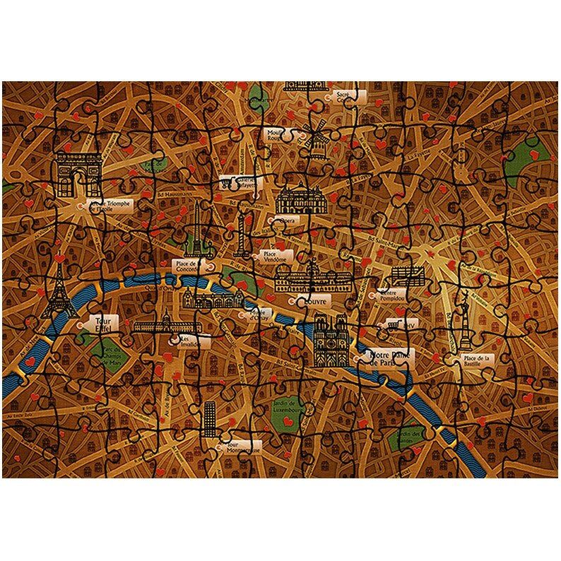 Puzzle Heartwork 96 piese, Paris, animatii, Latime 40,5 cm x Inaltime 28,7 cm