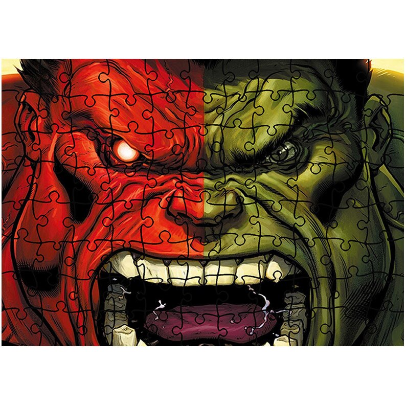 Puzzle Heartwork 96 piese, Red Hulk vs Green Hulk, animatii, Latime 40,5 cm x Inaltime 28,7 cm