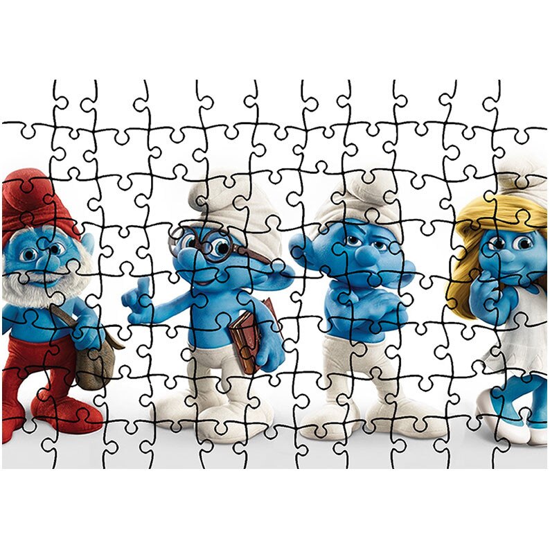 Puzzle Heartwork 96 piese, Strumfii de jucarie, animatii, Latime 40,5 cm x Inaltime 28,7 cm