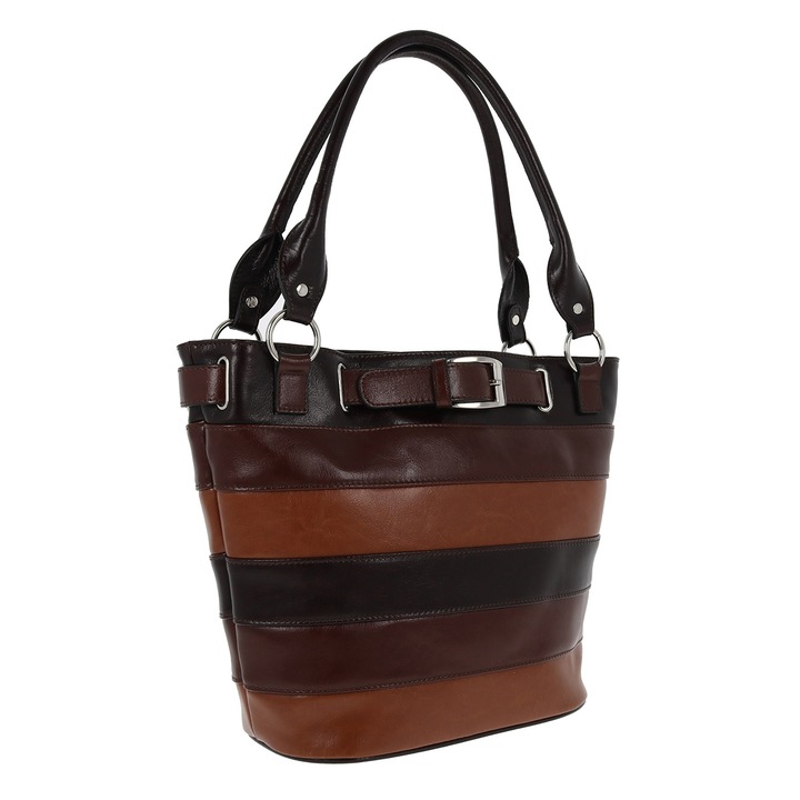 Чанта през рамо Magazinul De Genti, Естествена кожа, Кафяв нюанс, модел 140