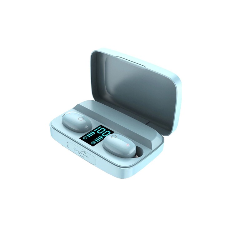 Vezeték nélküli fejhallgató Pyramid®️, bluetooth 5.0, X-bass, POWERBANK 1800MAH, kijelző, érintőképernyő, HIFI TWS A10S kék