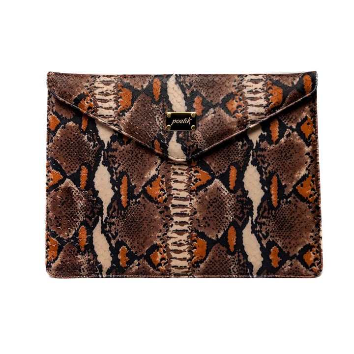 Husa pentru iPad/MacBook Air Gold 12'', Poetik, Piele Naturala, Snake, multicolor