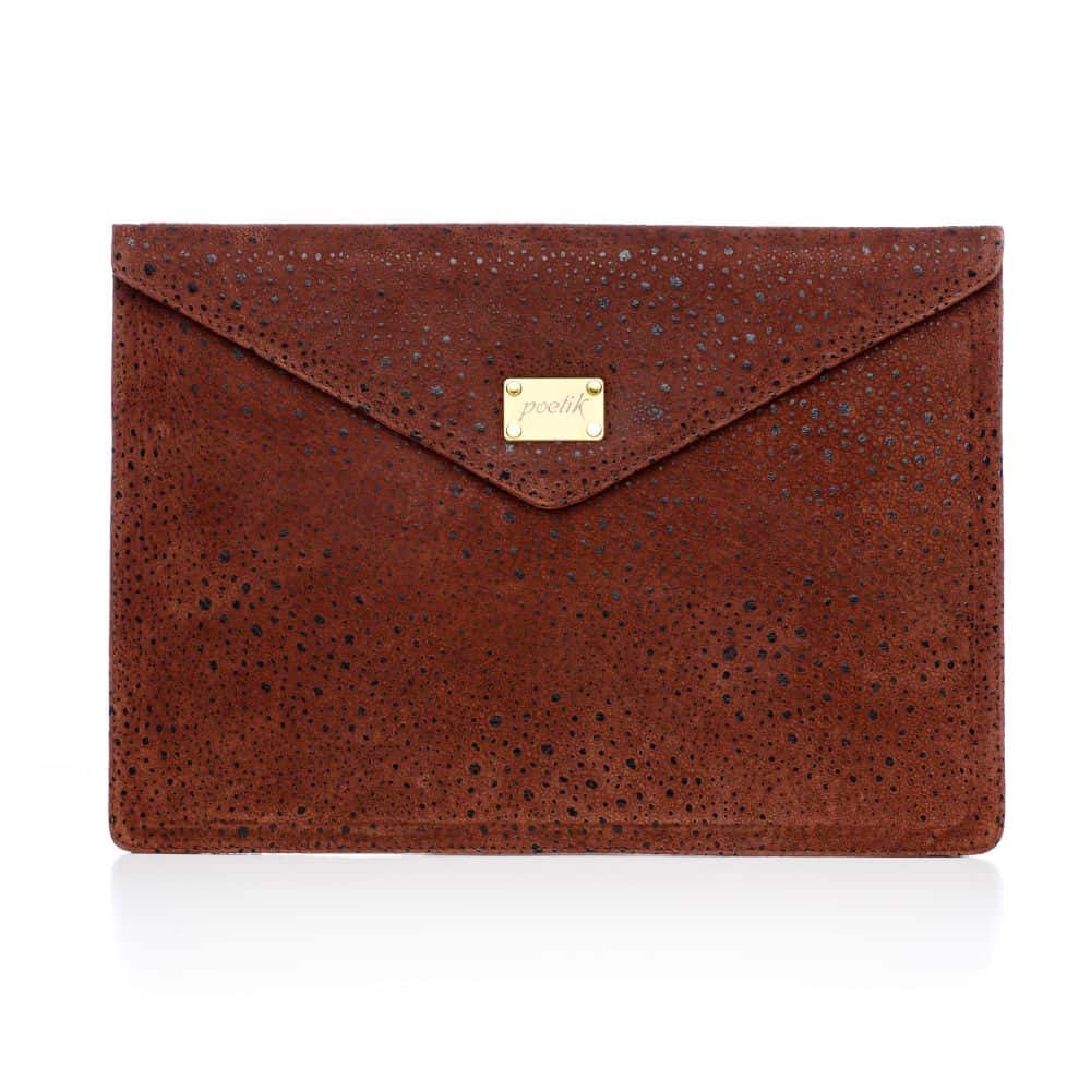 Husa pentru iPad/MacBook Air Gold 12'', Poetik, Piele Naturala, Chocolat