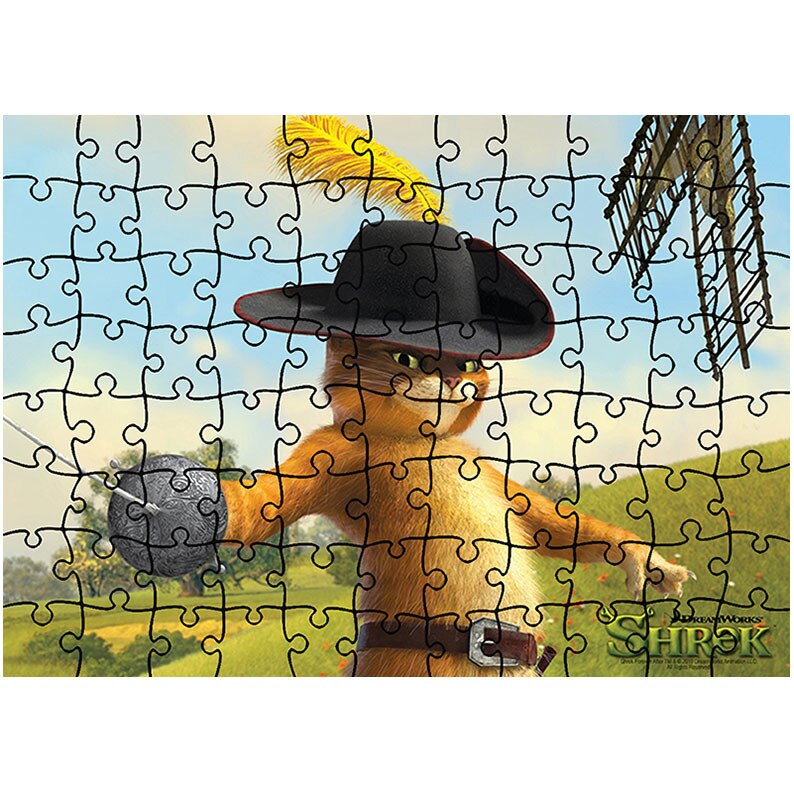 Puzzle Heartwork 96 piese, Shrek Motanul Incaltat in Ultimul Capitol, animatii, Latime 40,5 cm x Inaltime 28,7 cm