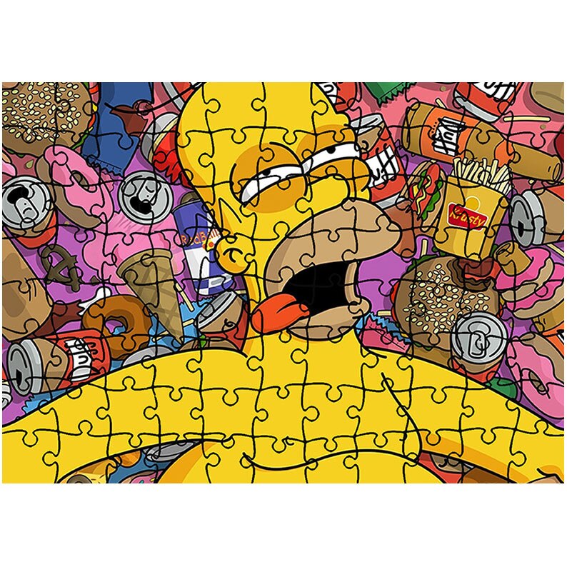 Puzzle Heartwork 96 piese, Homer Simpson, animatii, Latime 40,5 cm x Inaltime 28,7 cm