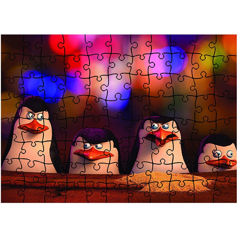 Puzzle Heartwork 96 piese, Pinguinii din Madagascar, animatii, Latime 40,5 cm x Inaltime 28,7 cm