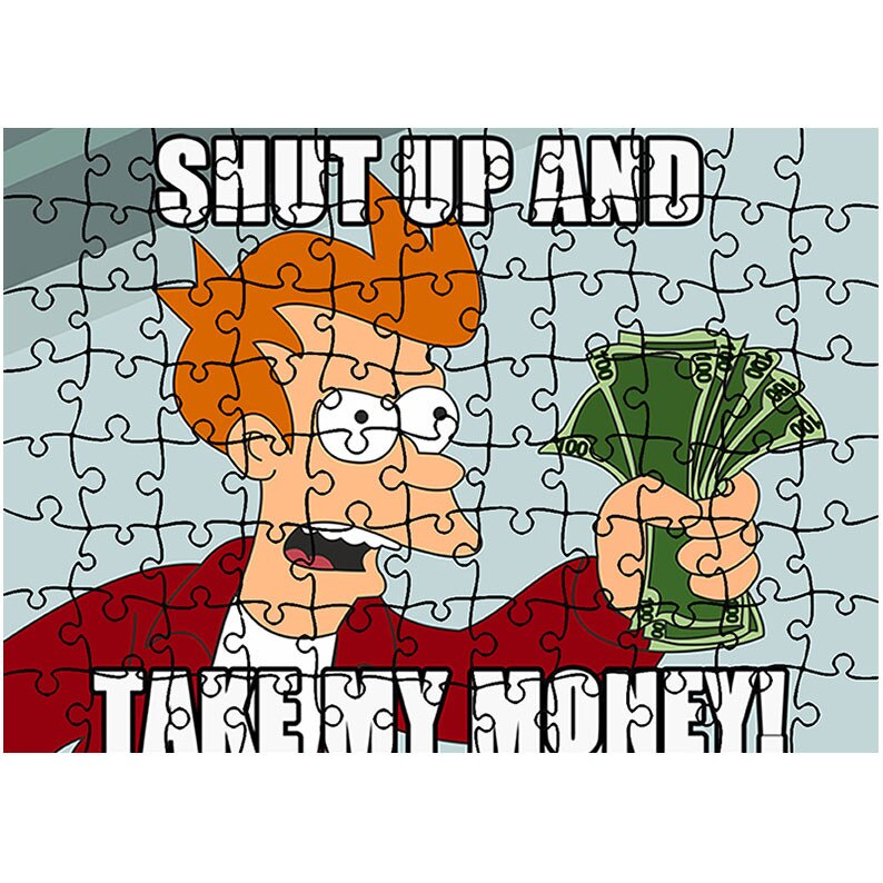 Puzzle Heartwork 96 piese, Taci si ia-mi banii, animatii, Latime 40,5 cm x Inaltime 28,7 cm