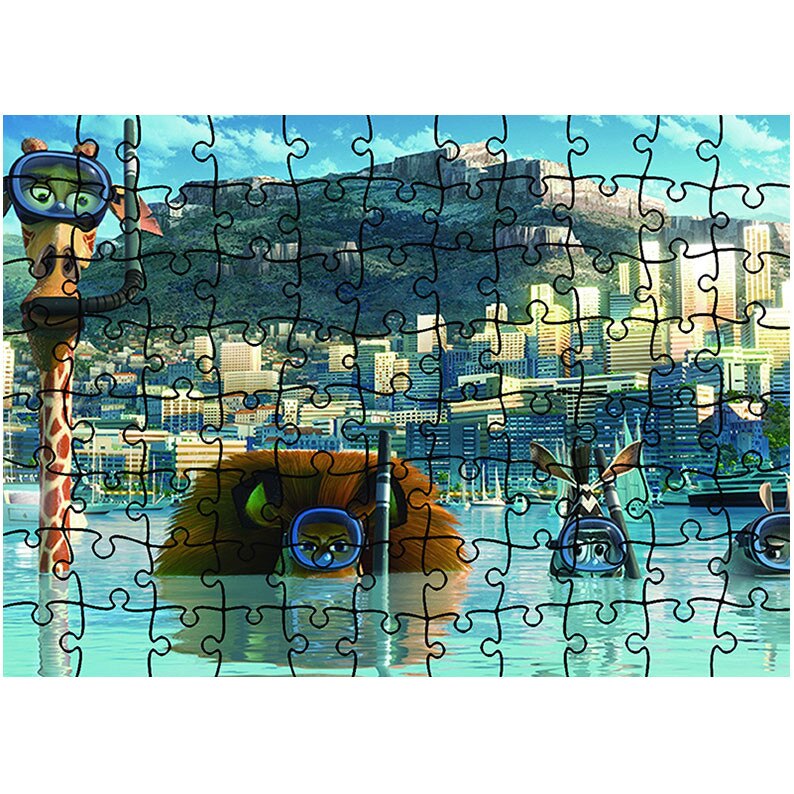 Puzzle Heartwork 96 piese, Madagascar 3 Europes Most Wanted, animatii, Latime 40,5 cm x Inaltime 28,7 cm