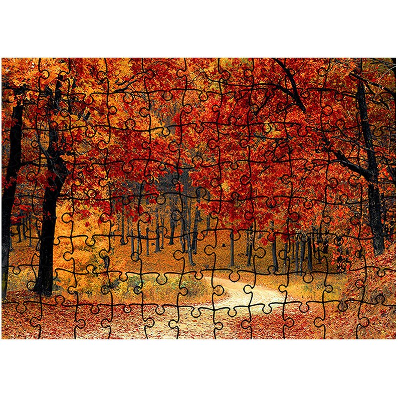 Puzzle Heartwork 96 piese, Drum in padure toamna, Peisaje, Latime 40,5 cm x Inaltime 28,7 cm
