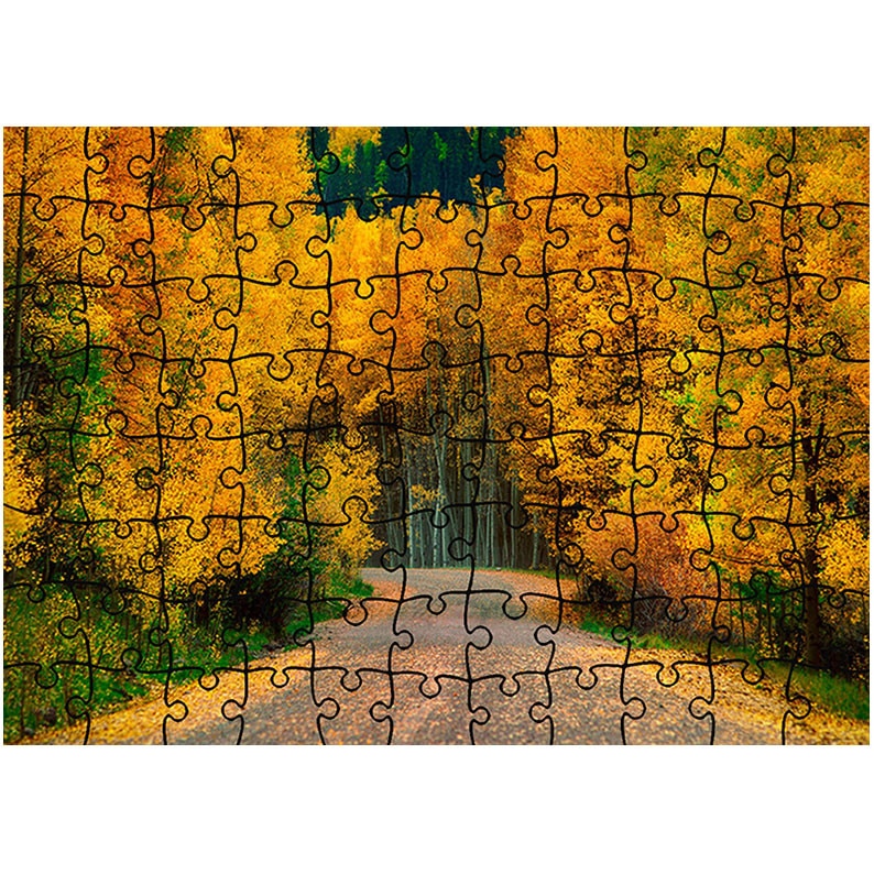 Puzzle Heartwork 96 piese, Toamna pe drum, Peisaje, Latime 40,5 cm x Inaltime 28,7 cm