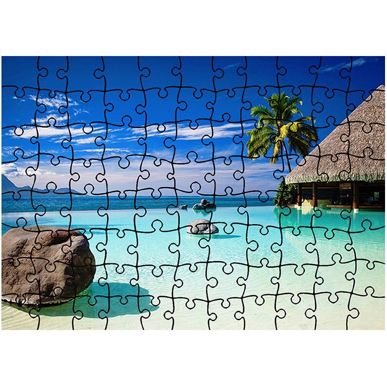 Puzzle Heartwork 96 piese, Coliba pe mare, Peisaje, Latime 40,5 cm x Inaltime 28,7 cm