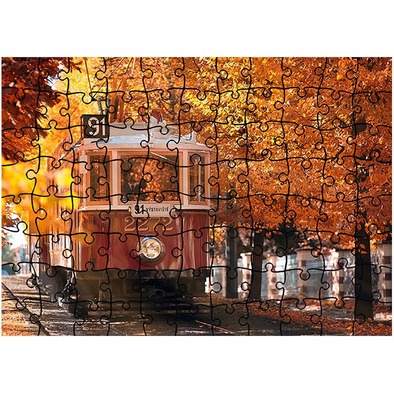 Puzzle Heartwork 96 piese, Tramvai de toamna, Peisaje, Latime 40,5 cm x Inaltime 28,7 cm