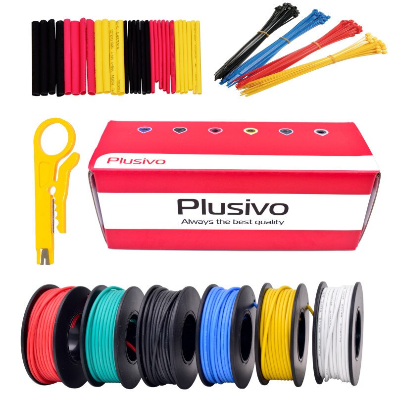 Set de Fire Multifilare din Cupru, 20AWG, cu Izolatie din Cauciuc Siliconic, 6 Culori (Negru, Rosu, Galben, Verde, Albastru, Alb) cu o Lungime de 7 m fiecare