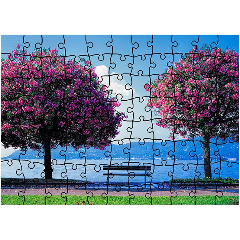 Puzzle Heartwork 96 piese, Doi Copaci si o banca, Peisaje, Latime 40,5 cm x Inaltime 28,7 cm