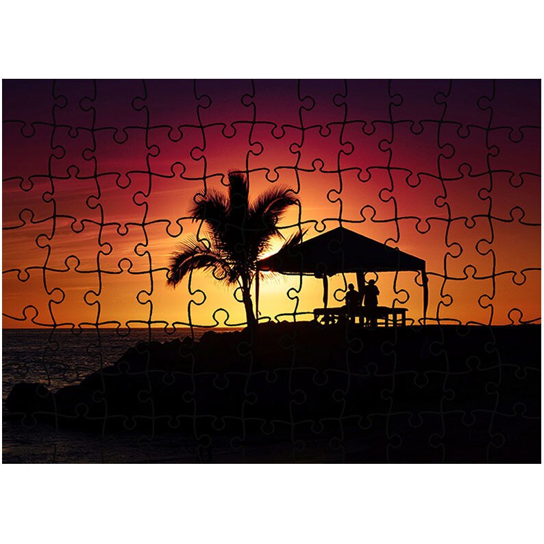 Puzzle Heartwork 96 piese, Palmier la apus, Peisaje, Latime 40,5 cm x Inaltime 28,7 cm