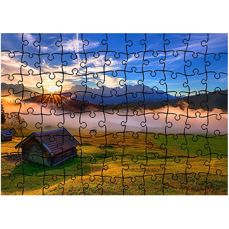 Puzzle Heartwork 96 piese, Cabana de lemn, Peisaje, Latime 40,5 cm x Inaltime 28,7 cm