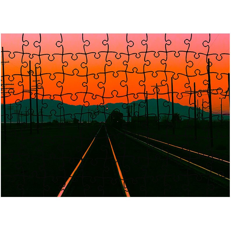 Puzzle Heartwork 96 piese, Cale ferata la apus, Peisaje, Latime 40,5 cm x Inaltime 28,7 cm