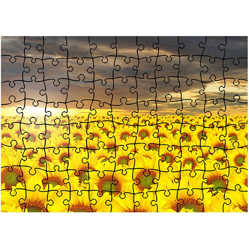 Puzzle Heartwork 96 piese, Lan de floarea soarelui, Peisaje, Latime 40,5 cm x Inaltime 28,7 cm