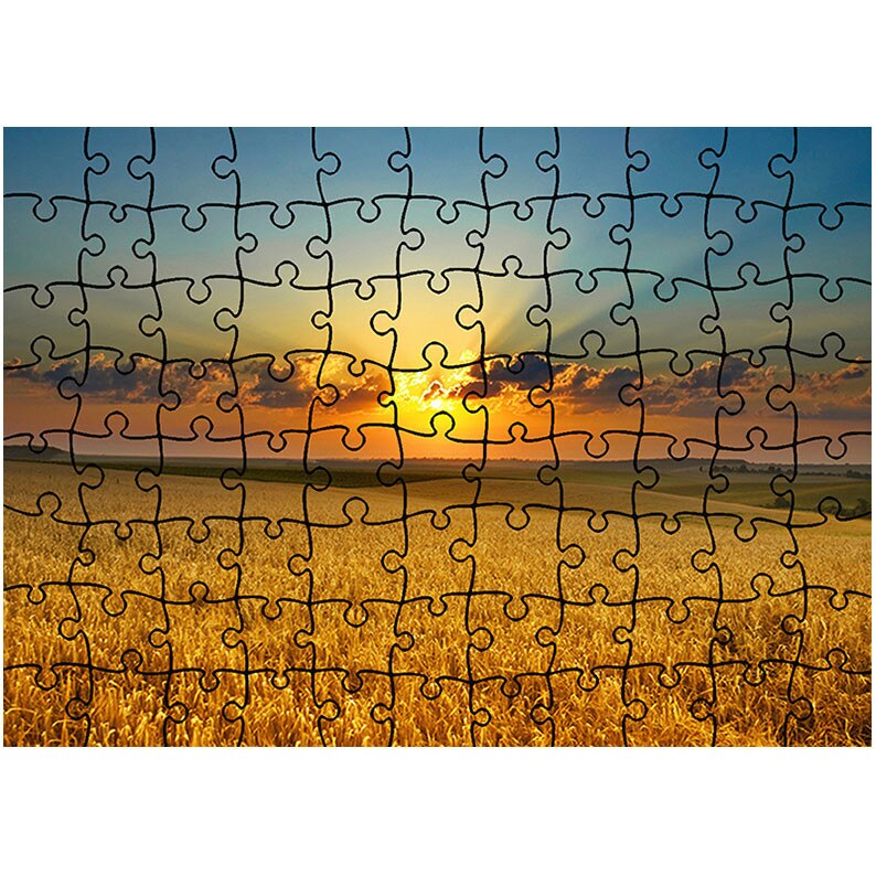Puzzle Heartwork 96 piese, Apus peste lanul de grau, Peisaje, Latime 40,5 cm x Inaltime 28,7 cm