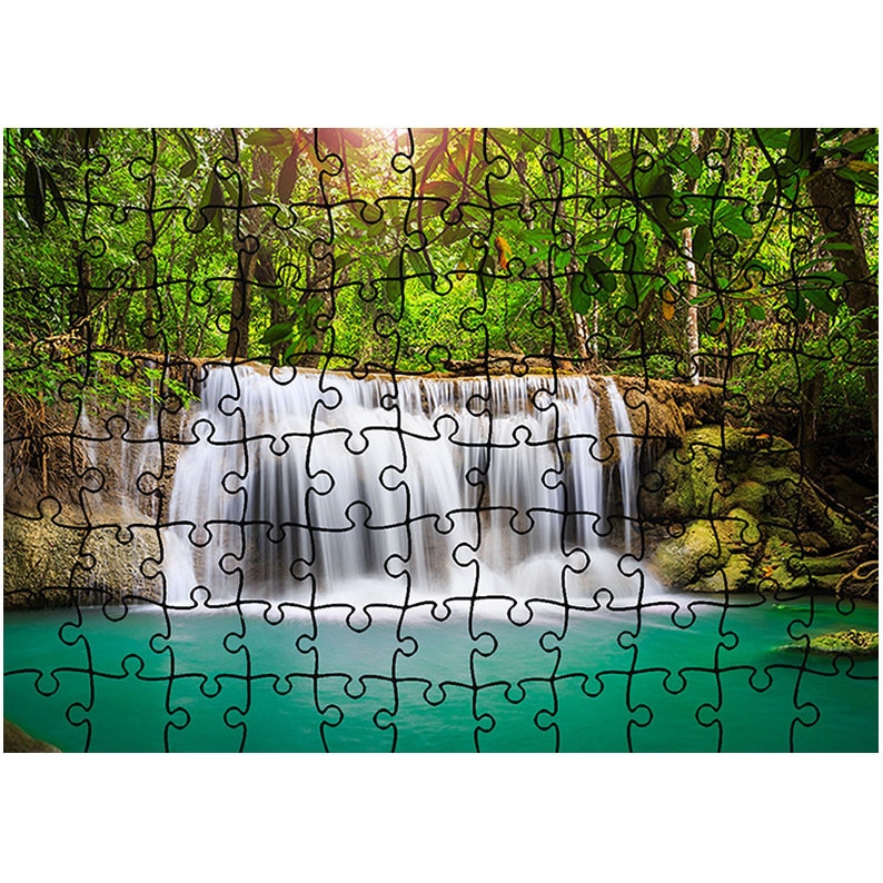 Puzzle Heartwork 96 piese, Cascada in jungla, Peisaje, Latime 40,5 cm x Inaltime 28,7 cm