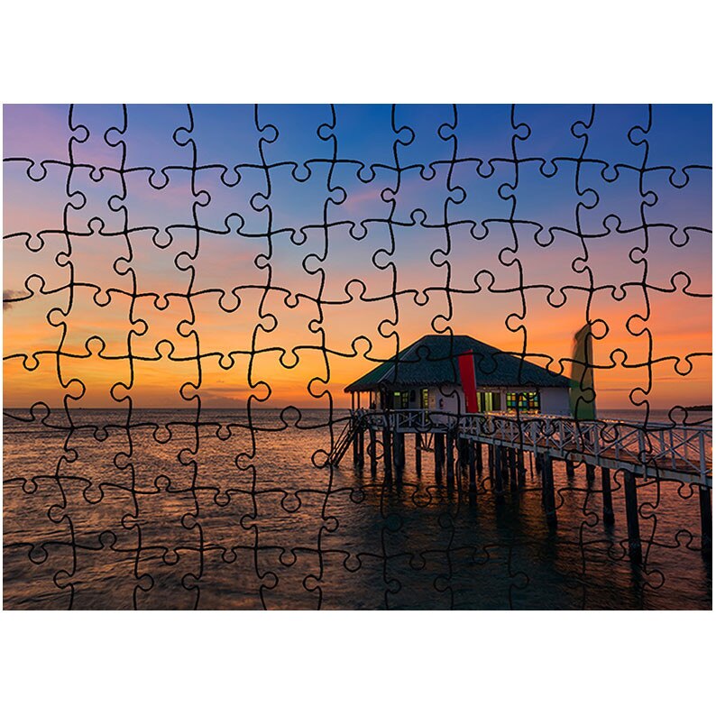 Puzzle Heartwork 96 piese, Casa pe ponton, Peisaje, Latime 40,5 cm x Inaltime 28,7 cm