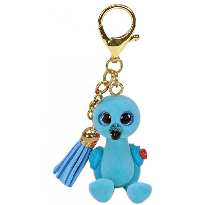 TY: Mini Boos clip figurina din plastic WILLIAM - flamingo albastru