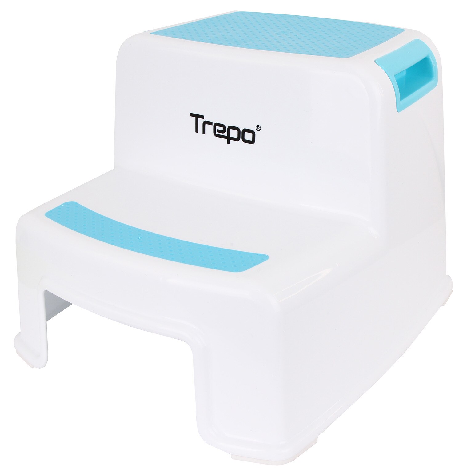 Scaunel Inaltator WC TREPO® cu Suprafata Antialunecare, Taburet Inaltator Chiuveta pentru Copii in Doua Trepte, Scara / Scaun pentru Copii cu Utilizare in Baie, Toaleta sau Bucatarie ,Alb / Albastru